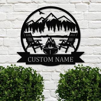 Personalized Campfire Family Metal Signs, Custom Metal Family Name Sign, Outdoor Metal Sign, Anniversary Gift, Personalized Wedding Gift - Thegiftio UK