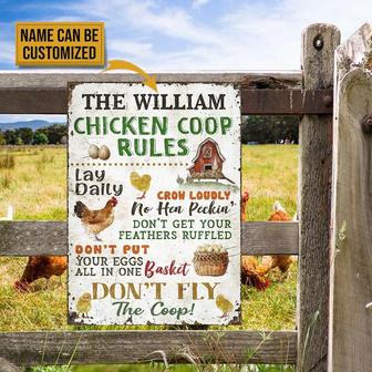 Personalized Chicken Coop Rules Customized Classic Metal Signs- Metal Chicken Coop Sign, Custom Metal Chicken Sign - Thegiftio UK