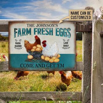 Personalized Chicken Farm Raised Laid Daily Turquoise Customized Classic Metal Signs - Personalized Chicken Coop Sign - Thegiftio UK