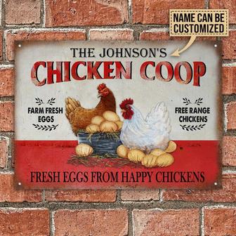 Personalized Chicken Fresh Eggs Free Range Customized Classic Metal Signs - Personalized Chicken Coop Sign - Custom Chicken Coop Gift - Thegiftio