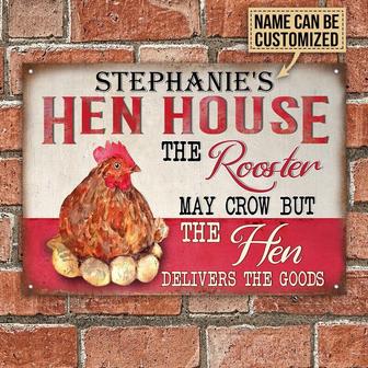 Personalized Chicken Rooster May Crow Customized Classic Metal Signs- Hen House Signs- Chicken Coop Sign- Metal Chicken Coop Sign - Thegiftio UK
