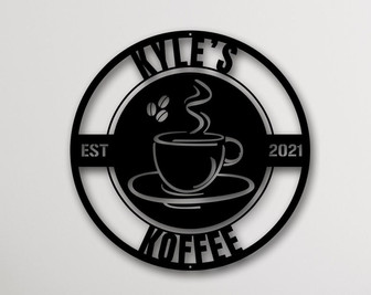Personalized Coffee Bar Sign-Coffee Bar Decor-Kitchen Sign-Custom Coffee Sign-Kitchen Wall Decor-Coffee Bar Ideas-Metal Coffee Sign - Thegiftio