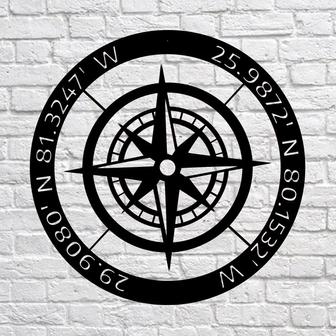 Personalized Compass Metal Sign , Custom Coordinates Sign , Nautical Decor , Patina Compass , Metal Compass Decor, Custom Metal Compass - Thegiftio UK