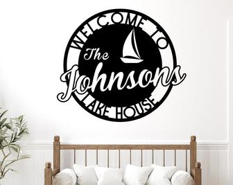 Personalized Family Lake House with Established Date Metal Sign-Metal Sign-Metal Letter Sign--Family Name Sign-Circle Sign-Last Name Sig - Thegiftio UK