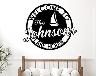 Personalized Family Lake House with Established Date Metal Sign-Metal Sign-Metal Letter Sign--Family Name Sign-Circle Sign-Last Name Sig - Thegiftio UK