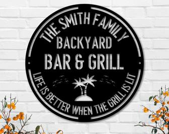 Personalized Family Pool Sign-Swimming Pool Metal Sign-Tiki Bar-Pool Metal Sign-Pool Oasis Personalized Sign for Pool-Patio Decor - Thegiftio UK