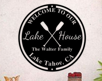 Personalized Lake House Sign-Lake House Sign-Boat Oars Decor-Metal Signs-Laser cut Sign-Personalized Sign-Lake House Decor-Boating Sign - Thegiftio