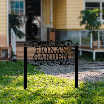 Personalized Metal Garden Stake Name Sign, Custom Metal Family Name Sign, Metal Yard Art Decor, Address Plaque, Outdoor sign, Gardener Gift - Thegiftio UK
