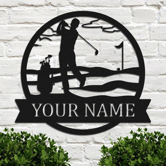 Personalized Metal Golf Name Sign, Custom Golfer Metal Wall Art, Golfing Home Decor, Golfer Metal Decor, Outdoor Sign, Birthday Present Gift - Thegiftio