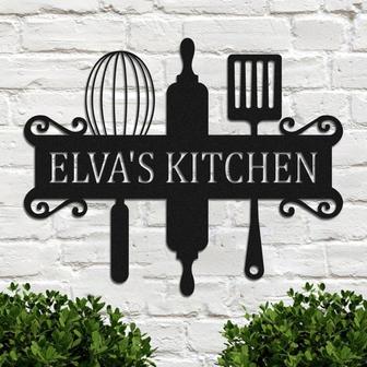 Personalized Metal Kitchen Name Sign, Custom Metal kitchen wall art Decor, Cooking Metal Sign, BBQ Metal Art, Gift For Her, Mother Day Gift - Thegiftio UK