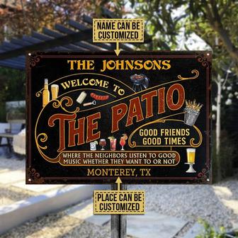 Personalized Patio Grilling Red Listen To The Good Music Black Custom Classic Metal Signs| Custom Metal Patio Sign | Custom Metal Pool Sign - Thegiftio UK