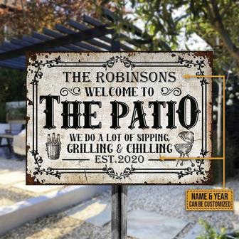 Personalized Patio Sipping Grilling Chilling Custom Classic Metal Signs| Custom Metal Patio Sign| Custom Metal Pool Sign - Thegiftio