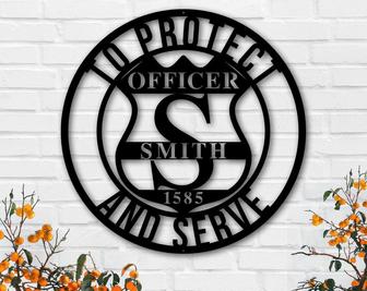 Personalized Police Sign for Home-Metal Wall Art-Police Officer Gifts for Men-Police Gifts-Metal Sign Police Badge-Fathers Day Gift - Thegiftio UK