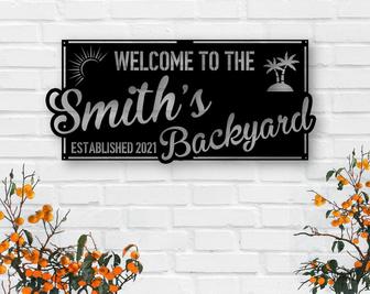 Personalized Pool & Patio Sign-Backyard Bar and Grill-Pool Deck Last Name Sign-Custom Family Name Sign-Custom Family Name Patio Sign - Thegiftio UK
