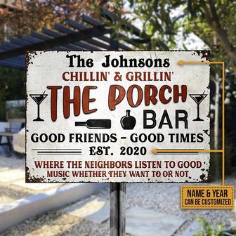 Personalized Porch Backyard Good Friends Good Times Custom Classic Metal Signs | Custom Metal Patio Sign | Custom Metal Backyard Sign - Thegiftio