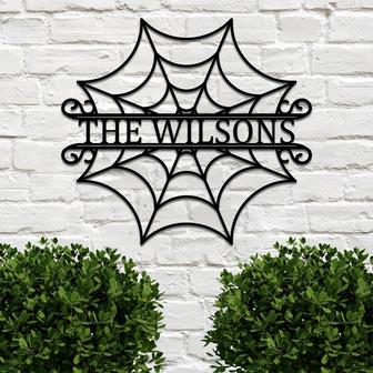 Personalized spider web art Family Metal Signs, Custom Metal Family Name Sign, Outdoor doorway wall Metal Sign, Halloween decorations, Gift - Thegiftio UK