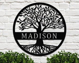 Personalized tree of life metal sign Custom metal Family Last Name tree sign Metal Wall Art Front Door Decor Housewarming Gift Wedding Gift - Thegiftio