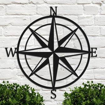 Vintage Nautical Rose Compass Metal Sign, Nautical Theme pattern Metal Monogram Sign, living room outdoor wall hanging,Christmas Gift - Thegiftio UK