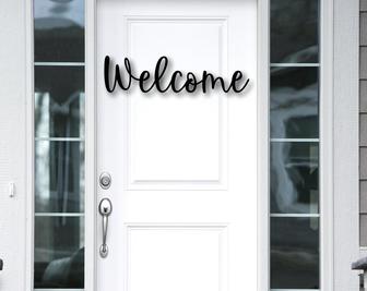 Welcome Script Metal Word Sign-Rustic Metal Welcome Sign-Farmhouse Decor-Housewarming Gift-Metal Wall Art-Outdoor Welcome Sign-Wedding Sign - Thegiftio UK