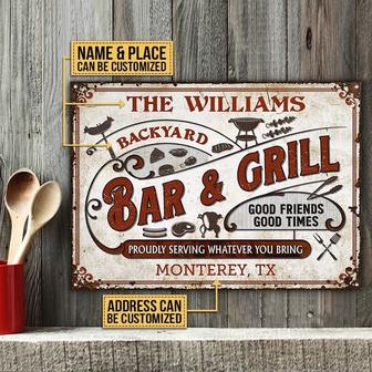 Backyard Bar and Grill Proudly Serving Whatever You Bring| Personalized Outdoor Backyard Custom Sign | Custom Metal Patio Sign - Thegiftio UK