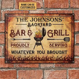 Backyard BBQ Sign, Personalized BBQ Bar & Grill Vintage Vintage, Grill Master Gift, Kitchen Decor, BBQ Signs Customized Classic Metal Signs - Thegiftio UK