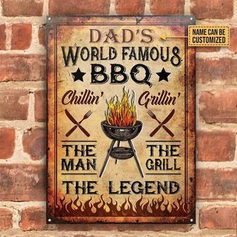 Backyard BBQ Sign, Personalized BBQ World Famous Vintage, Grill Master Gift, Kitchen Decor, BBQ Signs Customized Classic Metal Signs - Thegiftio