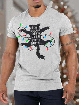 Men’s If That Thing Had 9 Lives She Just Spent Them All Fit Christmas Casual T-shirt - Thegiftio UK