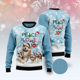 Akita Peace Love Joy Ugly Sweater Ugly Christmas Sweater - Thegiftio UK