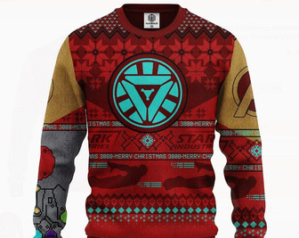 Arc Reactor Iron Man Ugly Knitted Christmas Sweatshirt, Arc Reactor Xmas Sweater, Christmas Sweater, Ugly Christmas Sweater - Thegiftio UK