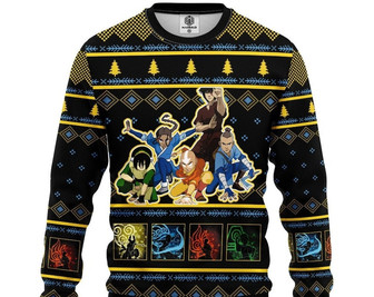 Avatars The Last Airbenders Ugly Knitted Christmas Sweatshirt, Anime Xmas Sweater, Christmas Sweater, Ugly Christmas Sweater - Thegiftio UK