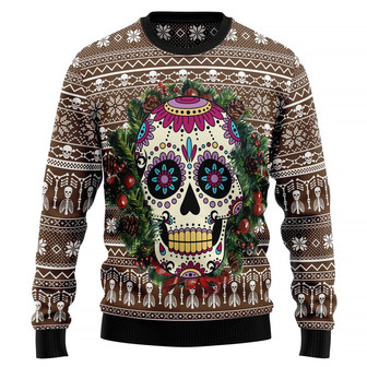 Awesome Sugar Skull Ugly Christmas Sweater - Thegiftio UK