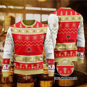 Bacardi White Rum Christmas Wool Ugly Sweater Knitted Sweater Ugly Christmas Shirt, Xmas Sweater, Christmas Sweater, Ugly Christmas Sweater - Thegiftio UK