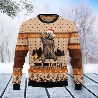 Bear Beer Campfire Fuh Cup Wool Ugly Sweater Knitted Sweater Ugly Christmas Shirt, Xmas Sweater, Christmas Sweater, Ugly Christmas Sweater - Thegiftio UK