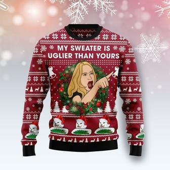 Cat Woman Meme Ugly Christmas Sweatshirt, Xmas Sweater, Christmas Sweater, Ugly Christmas Sweater - Thegiftio UK