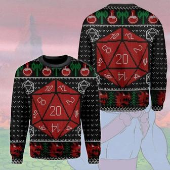 D-D 20 Dragon Ugly Knitted Christmas Sweatshirt, Xmas Sweater, Christmas Sweater, Ugly Christmas Sweater - Thegiftio UK