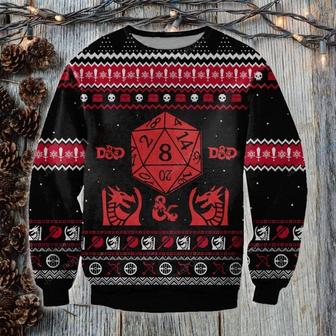 D&D Dragon Ugly Knitted Christmas Sweatshirt, Xmas Sweater, Christmas Sweater, Ugly Christmas Sweater - Thegiftio UK