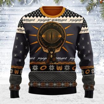 Eye of Sauron Black Knitted Sweater Ugly Christmas Shirt, Xmas Sweater, Christmas Sweater, Ugly Christmas Sweater - Thegiftio UK