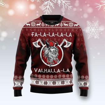 Fa-la-la-la Valhalla-la Viking Christmas Wool Ugly Knitted Christmas Sweatshirt, Xmas Sweater, Christmas Sweater, Ugly Christmas Sweater - Thegiftio UK