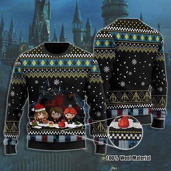 HP Wizard Love Movie Christmas Christmas Wool Ugly Knitted Christmas Sweatshirt, Xmas Sweater, Christmas Sweater, Ugly Christmas Sweater - Thegiftio UK