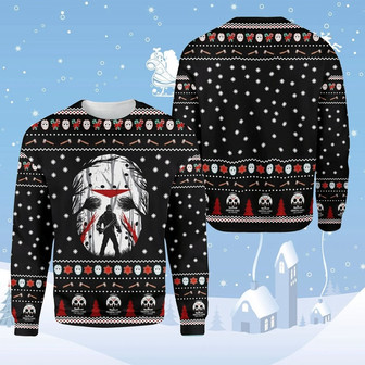 Jason Christmas Horror Christmas Wool Ugly Knitted Christmas Sweatshirt, Xmas Sweater, Christmas Sweater, Ugly Christmas Sweater - Thegiftio UK
