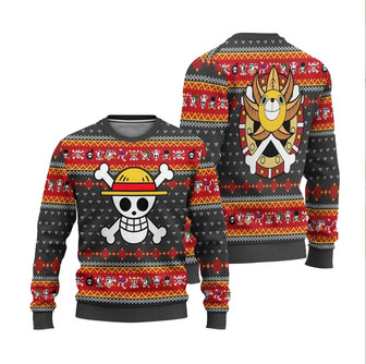 Luffys Ugly Knitted Christmas Sweatshirt, Anime Xmas Sweater, Christmas Sweater, Ugly Christmas Sweater - Thegiftio UK