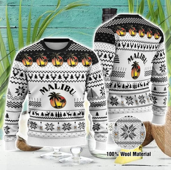 Malibu Rum Drinks Ugly Knitted Christmas Sweatshirt, Malibu Rum Xmas Sweater, Christmas Sweater, Ugly Christmas Sweater - Thegiftio UK