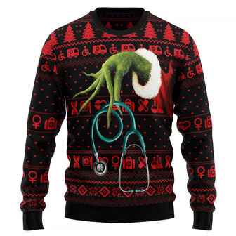 For Nurse Ugly Christmas Sweater unisex womens, mens, couples matching, friends, funny family ugly Christmas holiday sweater gifts - Thegiftio UK