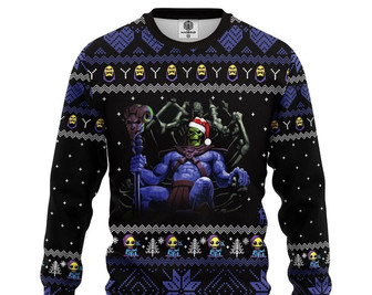 Skeletor Ugly Knitted Christmas Sweatshirt, Skeletor Xmas Sweater, Christmas Sweater, Ugly Christmas Sweater - Thegiftio UK