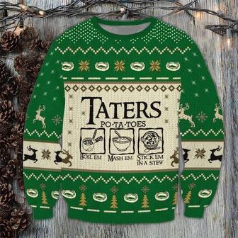 Taters Potatoes LOTR Green Knitted Sweater Ugly Christmas Shirt, Xmas Sweater, Christmas Sweater, Ugly Christmas Sweater - Thegiftio UK