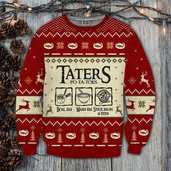 Taters Potatoes LOTR Red Knitted Sweater Ugly Christmas Shirt, Xmas Sweater, Christmas Sweater, Ugly Christmas Sweater - Thegiftio UK
