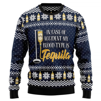 Tequila My Blood Type knitted Ugly Christmas Sweater, Ugly Christmas Sweater, Xmas Sweater, Christmas Sweater, Ugly Christmas Sweater - Thegiftio UK