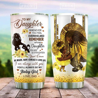 Afro Dad To Daughter Stainless Steel Tumbler 20Oz - Thegiftio UK