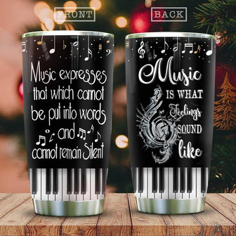 Black Music Piano Key Stainless Steel Tumbler 20Oz - Thegiftio UK