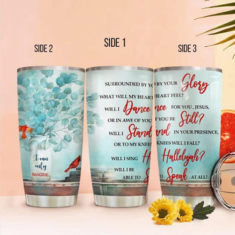 Blue Flower Cardinal Bird Faith Stainless Steel Tumbler 20Oz - Thegiftio UK